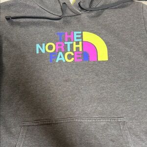 The North Face Gray Hoodie with Multicolor Logo